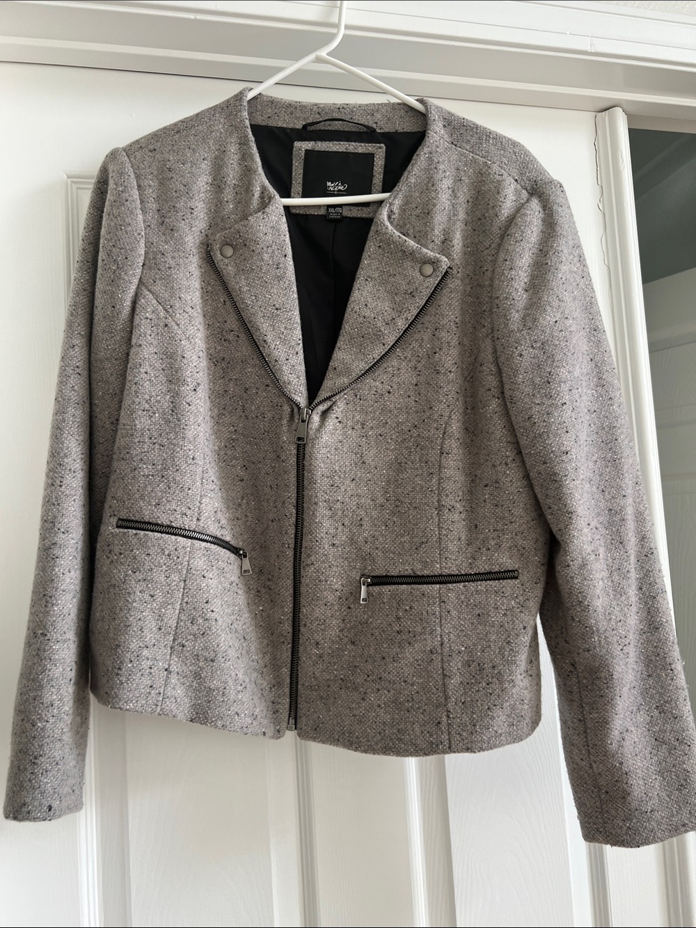 Mossimo Supply Co. Gray Tweed Zip-Front Blazer